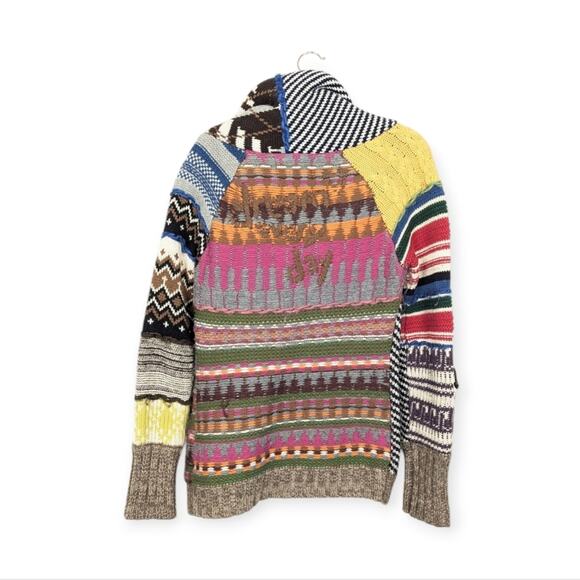 Desigual Multi-Color Wool Blend Asymmetrical Jumper Cardigan Size M - Picture 2 of 7